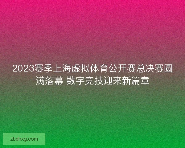 2023赛季上海虚拟体育公开赛总决赛圆满落幕 数字竞技迎来新篇章