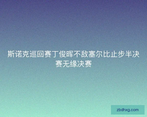 斯诺克巡回赛丁俊晖不敌塞尔比止步半决赛无缘决赛