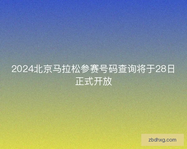 2024北京马拉松参赛号码查询将于28日正式开放