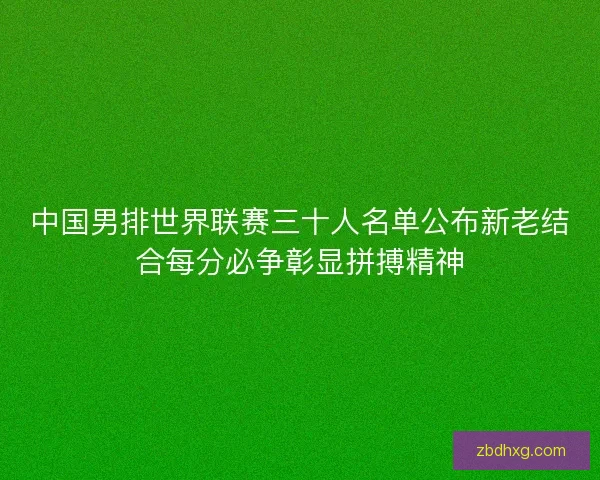 中国男排世界联赛三十人名单公布新老结合每分必争彰显拼搏精神