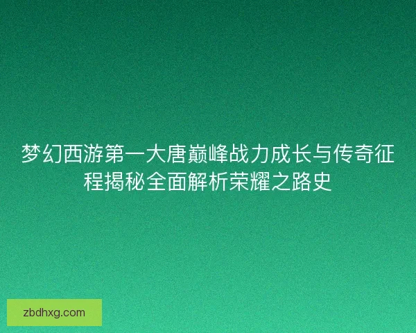 梦幻西游第一大唐巅峰战力成长与传奇征程揭秘全面解析荣耀之路史
